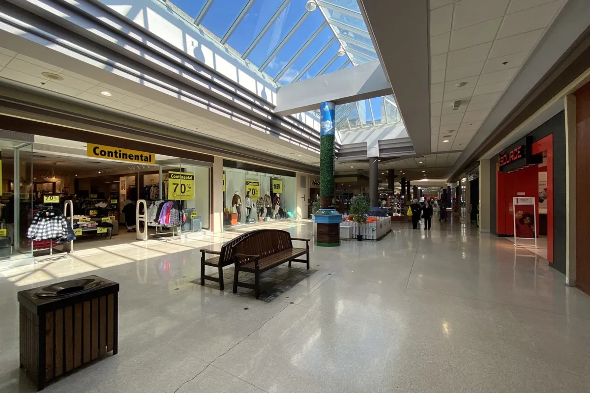 Inside Eglinton Square Shopping Centre in Toronto, 2023.