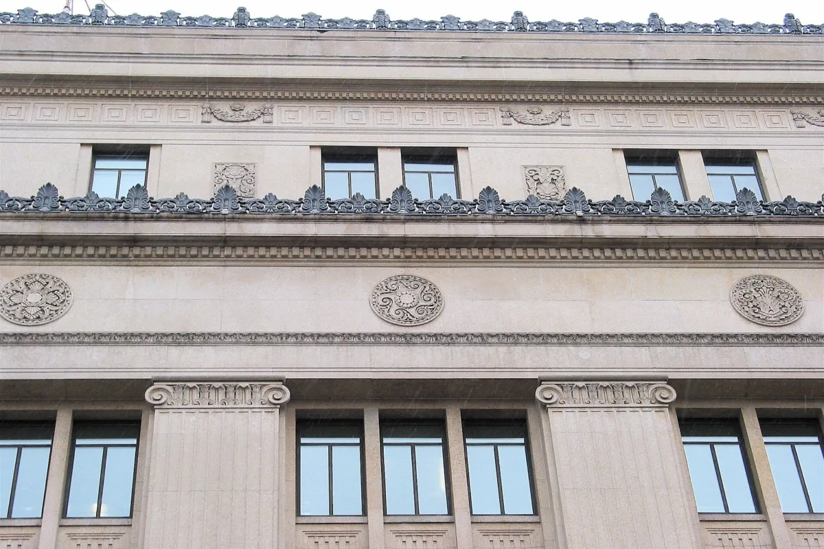 The facade of the former Eaton's College Street store in Toronto, 2003.